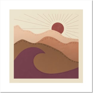 Waves and sun and mountains Bohemian Design no.2 Posters and Art